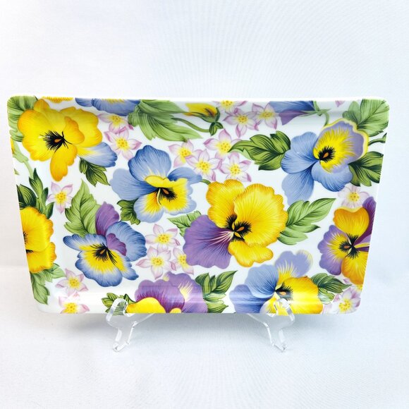 Pillivuyt France Vintage Pansy Porcelain Platter Rare Hand Painted Tray 11" - Picture 7 of 12